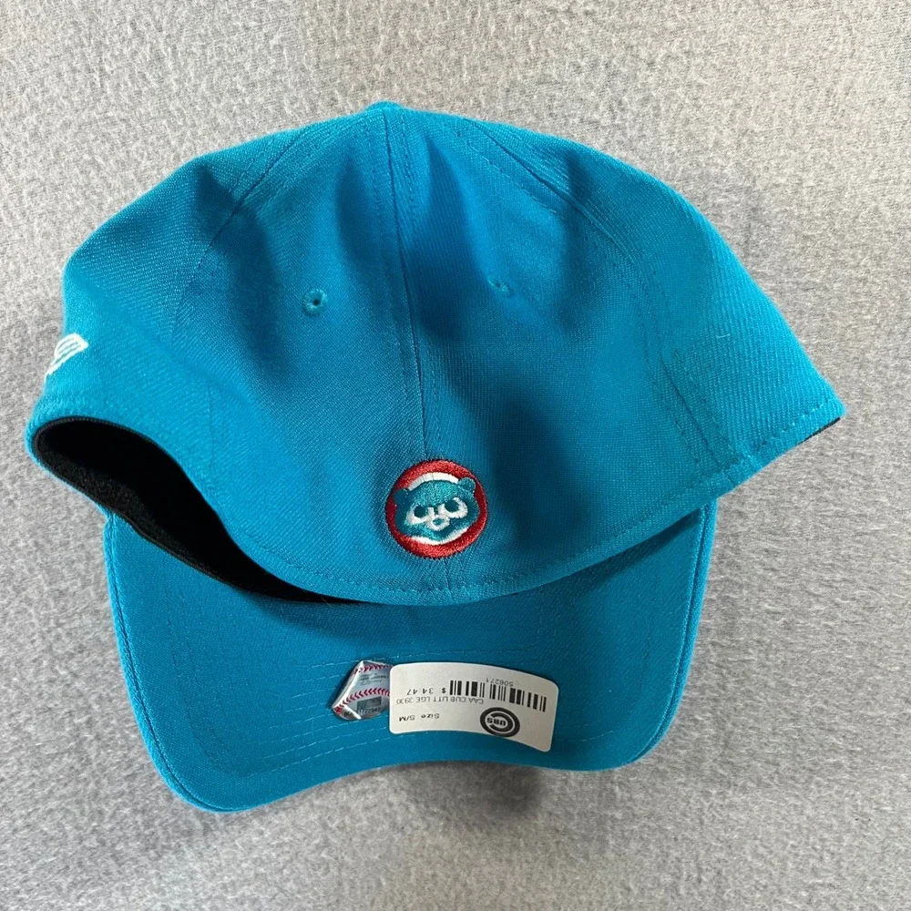 New Era 39THIRTY Chicago Cubs Kids Hat Turquoise Blue Cooperstown Collection S/M